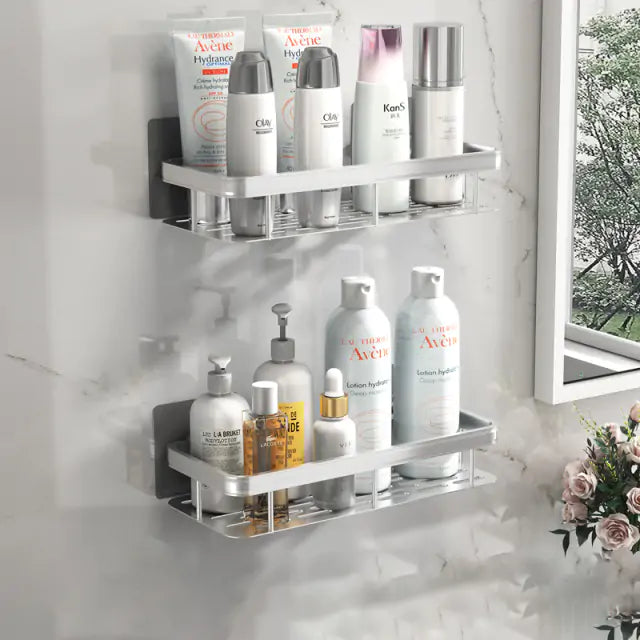 Bathroom shelf without screws