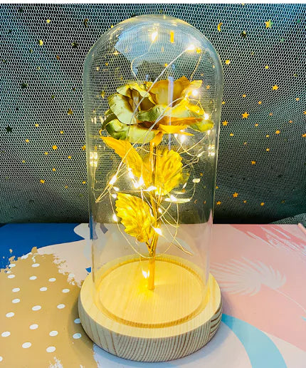 Lámpara de Cristal con Rosa Decorativa