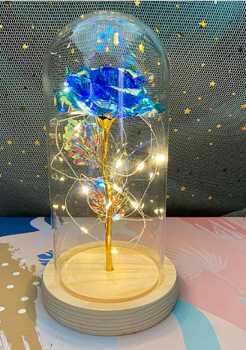 Lámpara de Cristal con Rosa Decorativa